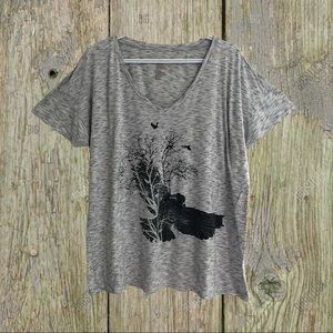Love & Legend Boyfriend tee with bird graphic. 3X